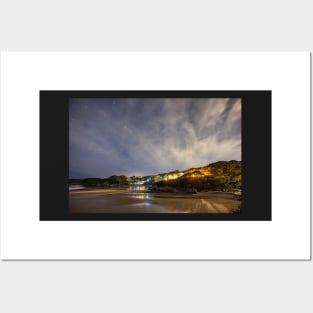 Caswell Bay on Gower in Wales at Night Posters and Art